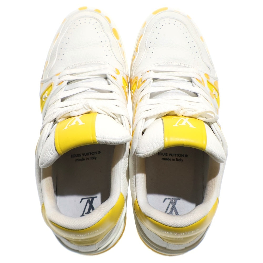 LOUIS VUITTON(ルイヴィトン) ×草間彌生 YK LVトレイルライン インフィニティドット レザー レースアップ ローカットシューズ スニーカー イエロー/ホワイト 1ABD20