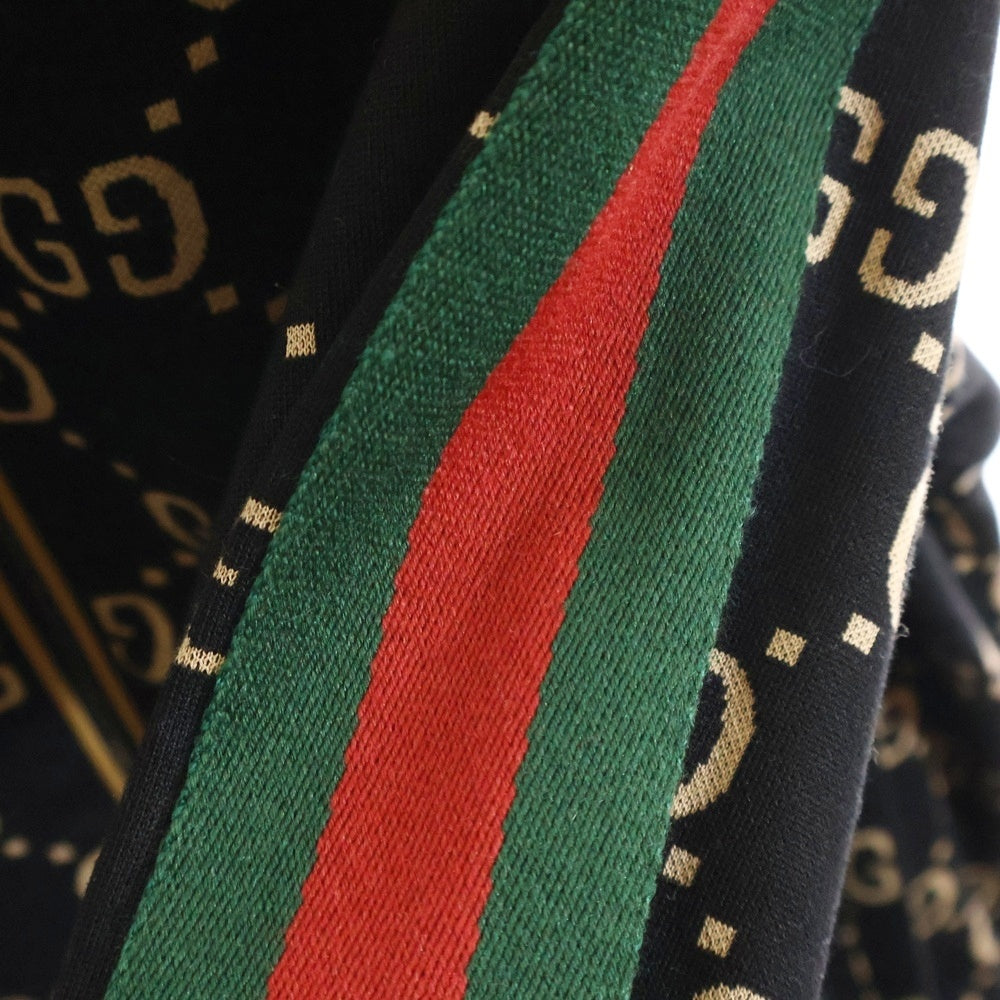 GUCCI(グッチ) 22AW GG総柄ジャガード シェリーライン コットンジャージ ジップアップ トラックジャケット ブラック/ベージュ 695955