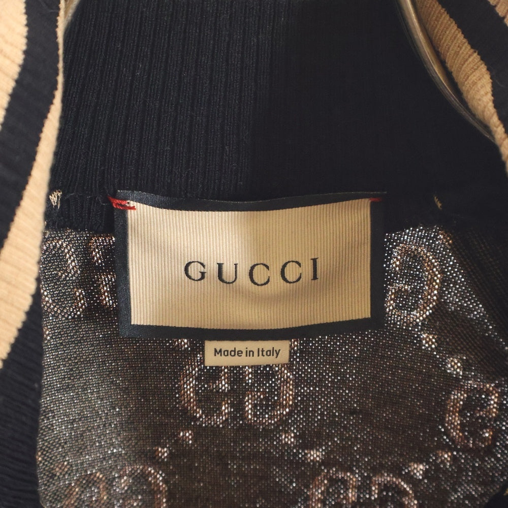 GUCCI(グッチ) 22AW GG総柄ジャガード シェリーライン コットンジャージ ジップアップ トラックジャケット ブラック/ベージュ 695955