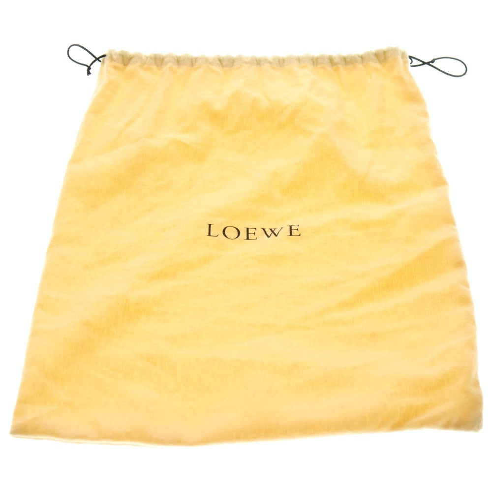 LOEWE(ロエベ) アナグラム ターンロック ワンショルダーバッグ ハンドバッグ ブラック×オレンジ ゴールド金具 レザー×スエード