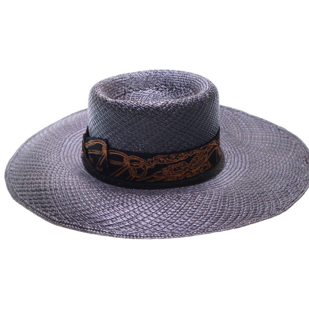 HERMES(エルメス) グラントゥラララ シルクリボン付き ストローハット 麦わら帽子 ブラック