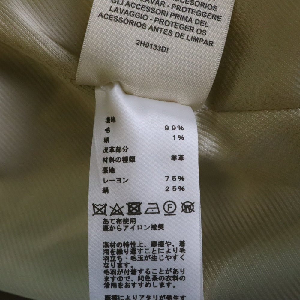 HERMES(エルメス) 22AW MOSAIQUE モザイク 総柄 シルク混 ウール ラグランスリーブ ジップアップ ステンカラーコート ベージュ 2H0133DI