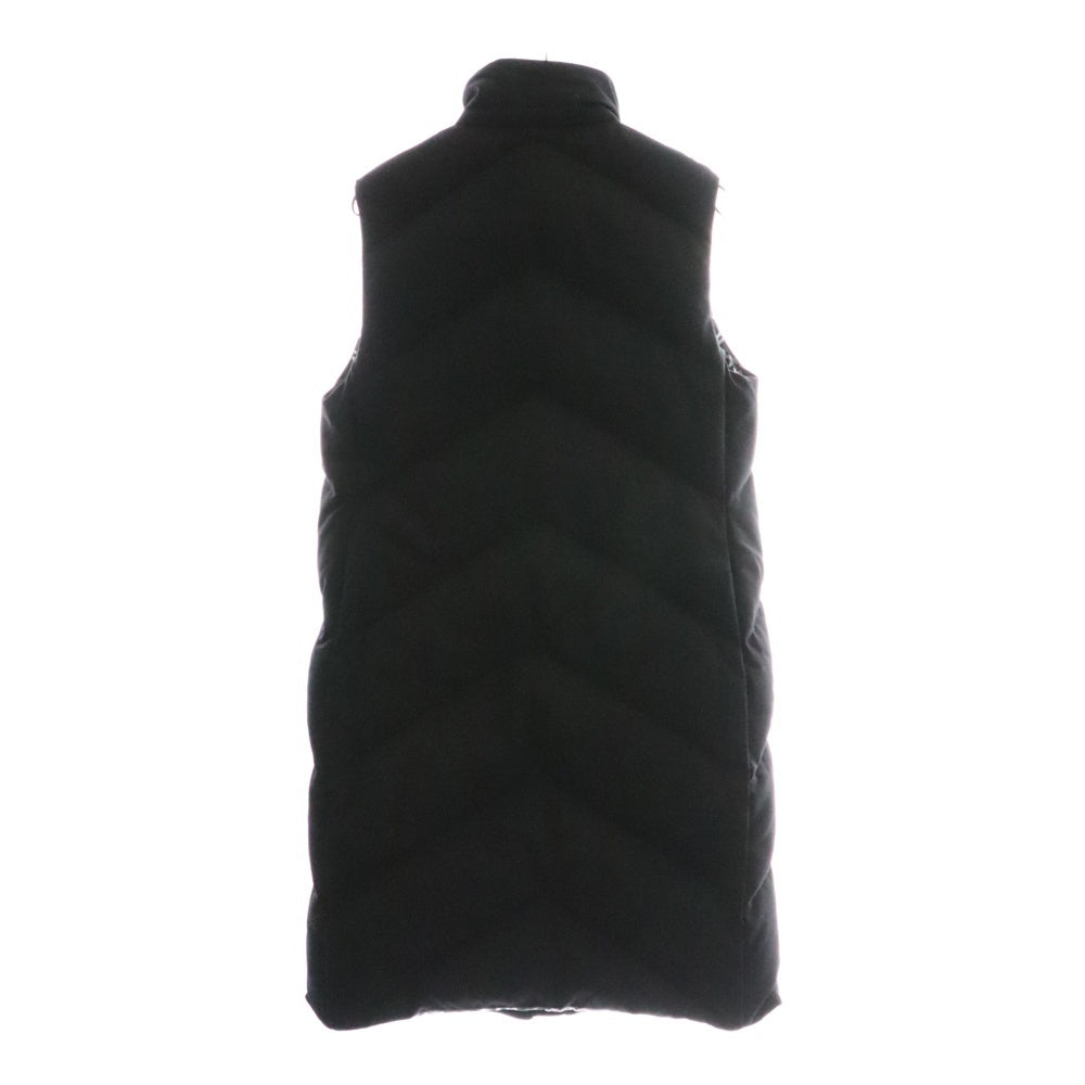 HERMES(エルメス) セリエ スナップボタン 裏地シェーヌダンクル総柄プリント レザーベルト ジップアップ ダウン ロング ベスト ジレ ブラック レディース