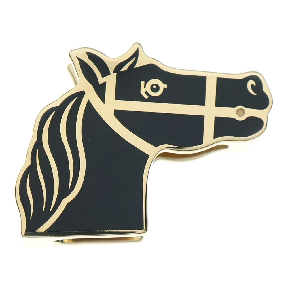 HERMES(エルメス) ホース ツイリーリング カドリージュ 馬 モチーフ スカーフリング ゴールド×ブラック