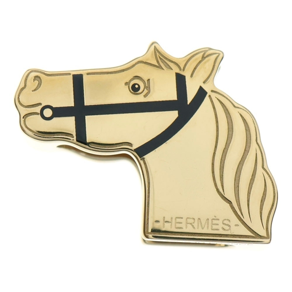 HERMES(エルメス) ホース ツイリーリング カドリージュ 馬 モチーフ スカーフリング ゴールド×ブラック