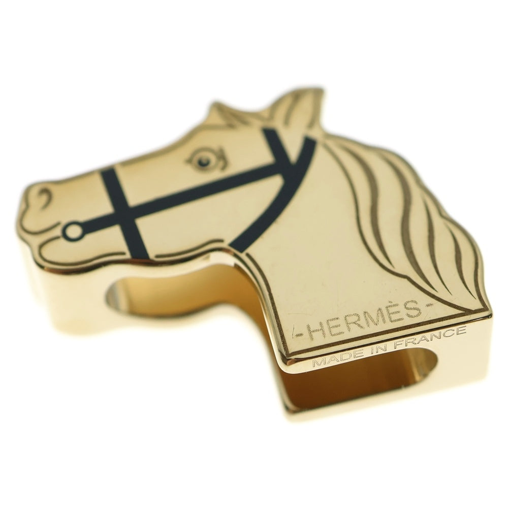 HERMES(エルメス) ホース ツイリーリング カドリージュ 馬 モチーフ スカーフリング ゴールド×ブラック