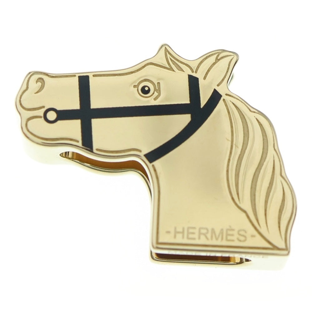 HERMES(エルメス) ホース ツイリーリング カドリージュ 馬 モチーフ スカーフリング ゴールド×ブラック