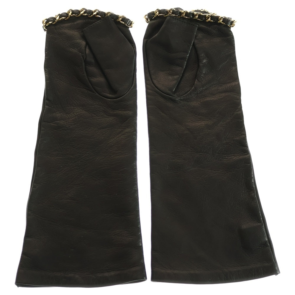 CHANEL(シャネル) ココマーク チェーン フィンガーレスグローブ レザーグローブ ブラック GP