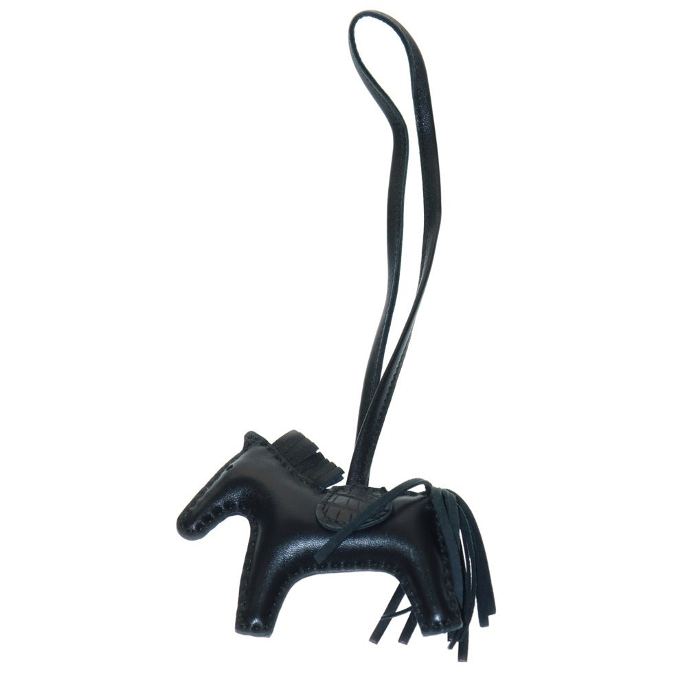 HERMES(エルメス) ロデオチャーム タッチ PM バッグチャーム ブラック レザー×エキゾチック スイフト Z刻印