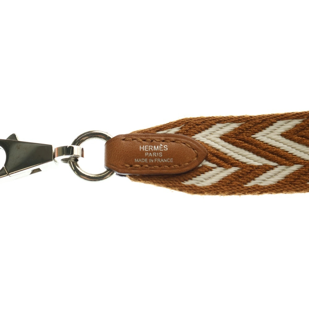 HERMES(エルメス) バンドリエール サングル ショルダーストラップ ジグザグ ホワイト×ブラウン スイフト×キャンバス シルバー金具
