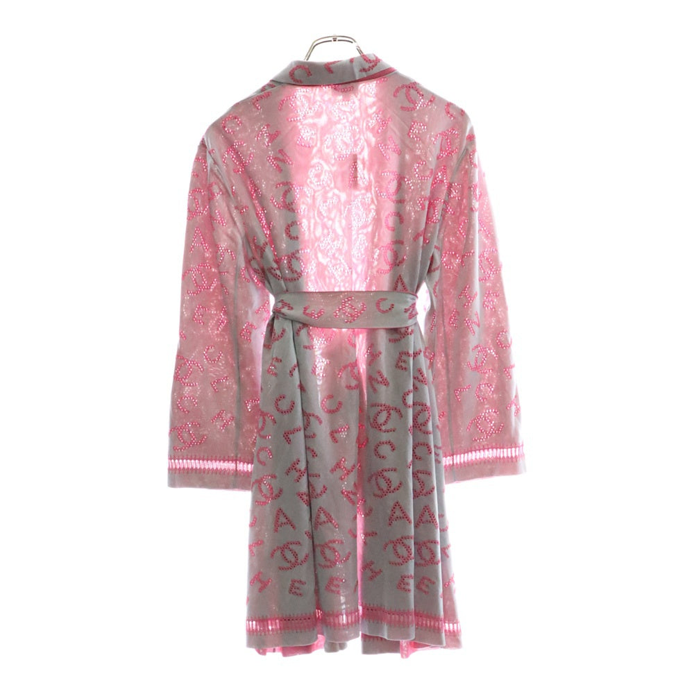 CHANEL(シャネル) ココマーク ロゴ 総柄 レーヨンニット ロング カーディガン ガウンコート ピンク/グレー レディース P62933K48495
