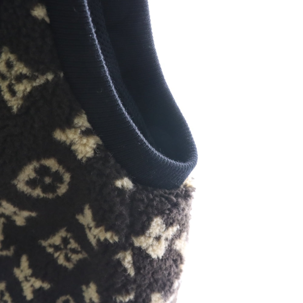 LOUIS VUITTON(ルイヴィトン) 24SS モノグラム総柄 テディ ノースリーブ ボア フーデッド ジップアップ ジャケット ベスト ブラウン RW241W GP1 FQJA04