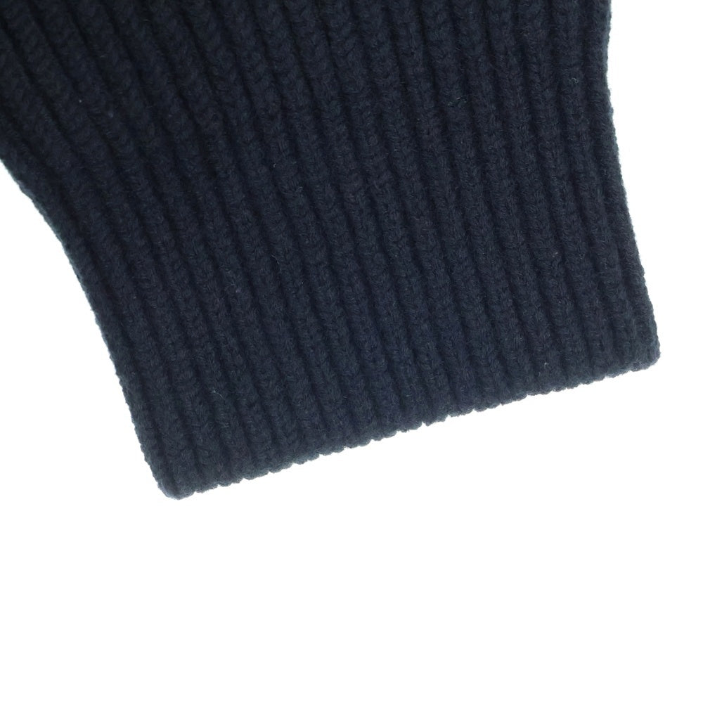 HERMES(エルメス) 22AW Hロゴパッチ ポケット ジップアップ ウール ドライバーズ ニット ジャケット ブラック 2H2204DA