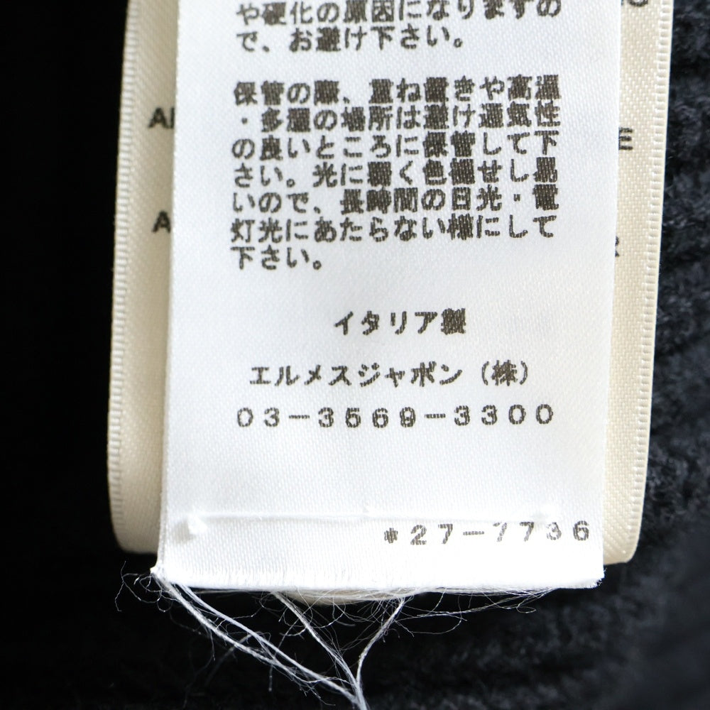 HERMES(エルメス) 22AW Hロゴパッチ ポケット ジップアップ ウール ドライバーズ ニット ジャケット ブラック 2H2204DA