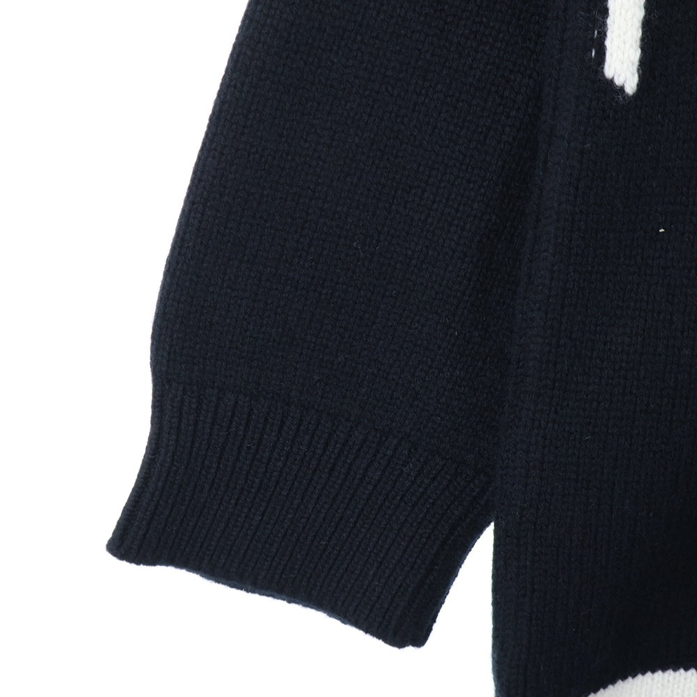 HERMES(エルメス) カシミヤニット 総柄 ロング カーディガン ブラック/ホワイト