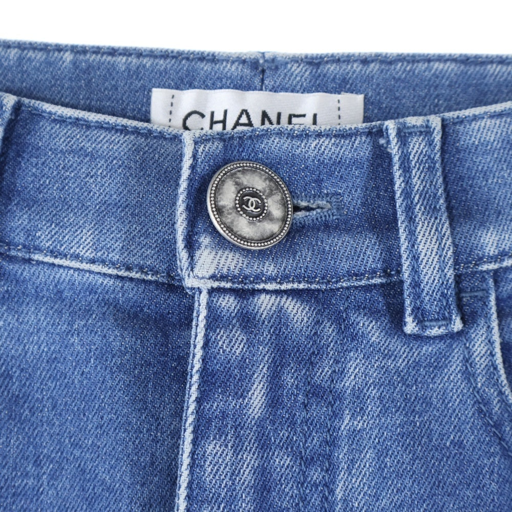 CHANEL(シャネル) ココマーク カメリア エンボス ストレッチ スリムスキニー デニムパンツ ジーンズ インディゴ レディース P70206V61785