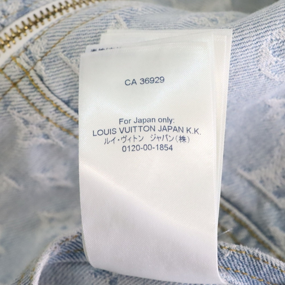 LOUIS VUITTON(ルイヴィトン) 21AW ×NBA モノグラム総柄 デニム ワッペンロゴ フーデッド ジップアップ ジャケット パーカー インディゴ RM212M UZD HLA01W