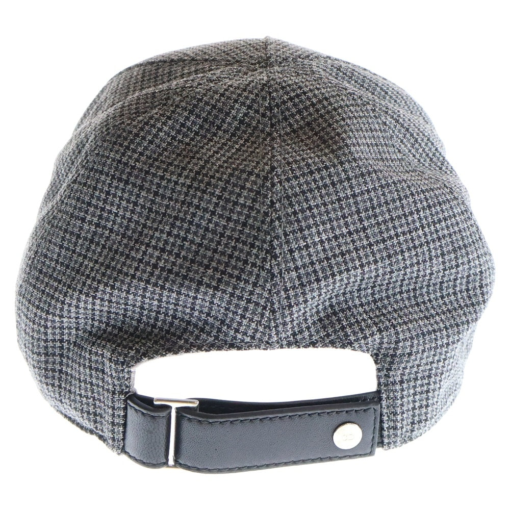 Christian Dior(クリスチャンディオール) ロゴ刺繍 チェック総柄 ウール 5パネル ベースボールキャップ 帽子 グレー 483C901I6205