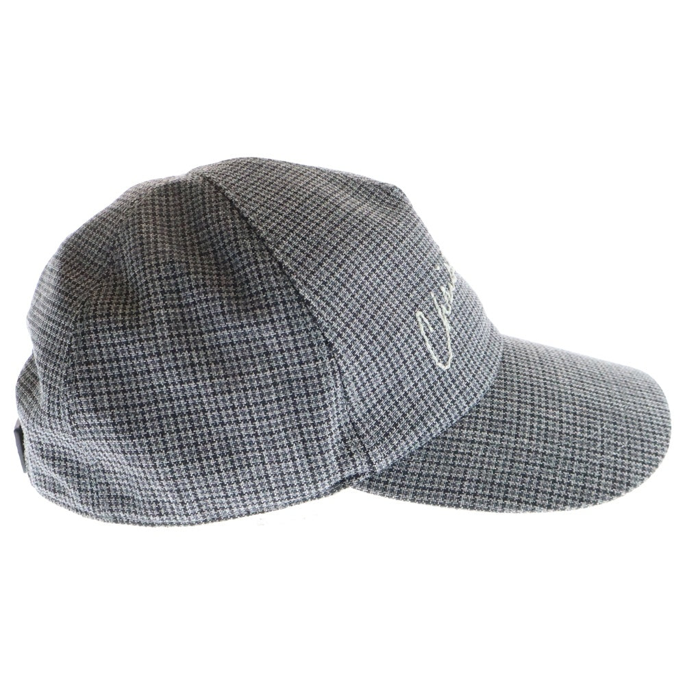 Christian Dior(クリスチャンディオール) ロゴ刺繍 チェック総柄 ウール 5パネル ベースボールキャップ 帽子 グレー 483C901I6205