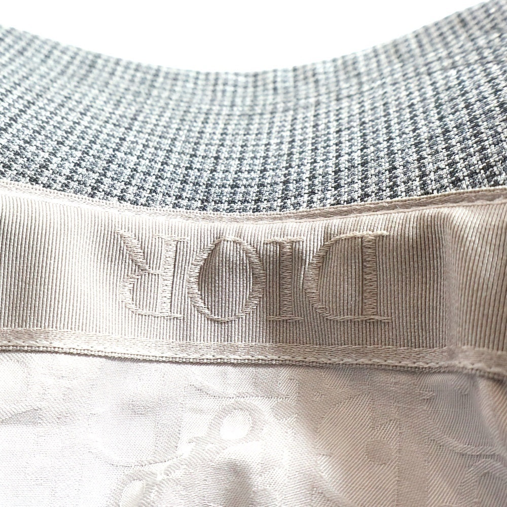 Christian Dior(クリスチャンディオール) ロゴ刺繍 チェック総柄 ウール 5パネル ベースボールキャップ 帽子 グレー 483C901I6205