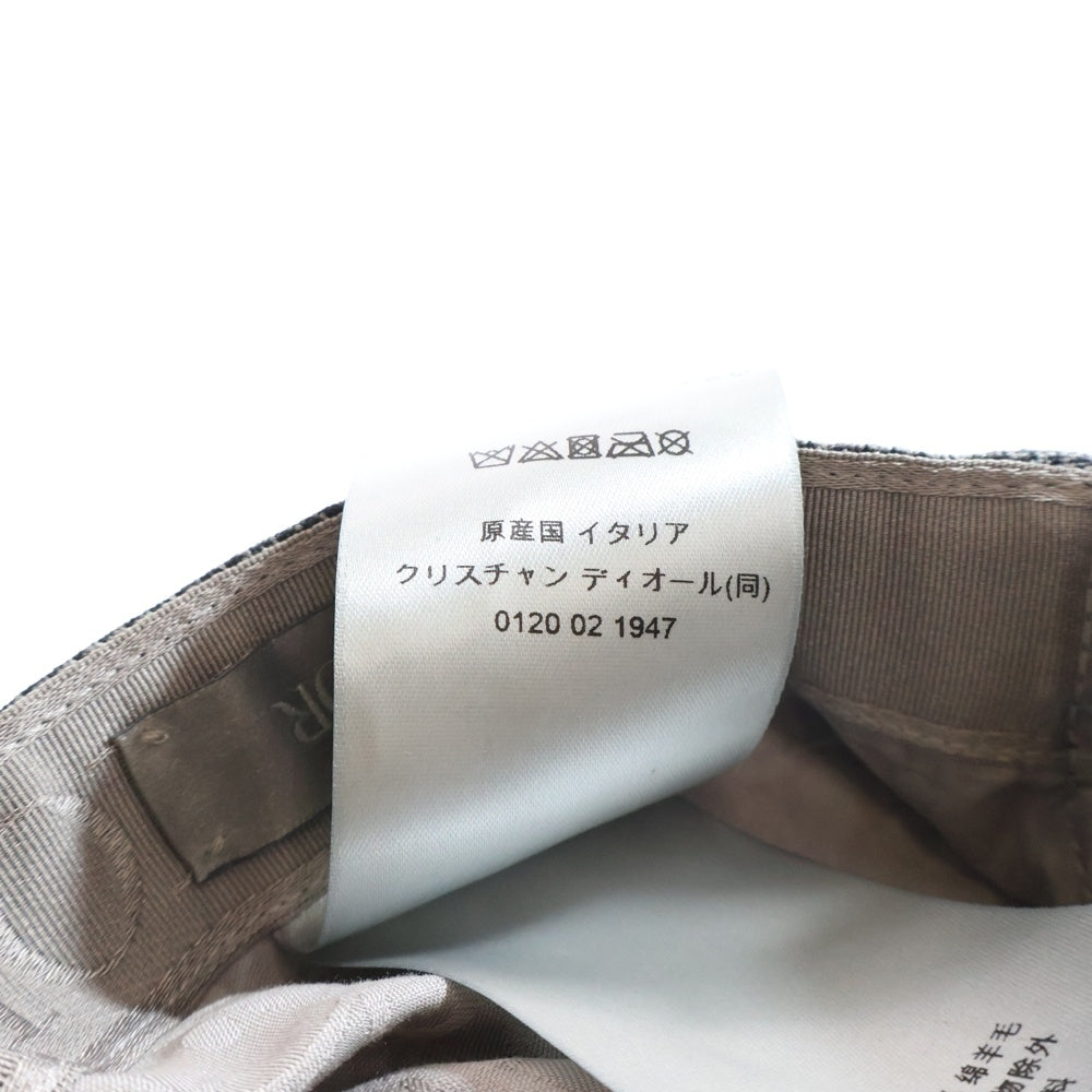 Christian Dior(クリスチャンディオール) ロゴ刺繍 チェック総柄 ウール 5パネル ベースボールキャップ 帽子 グレー 483C901I6205