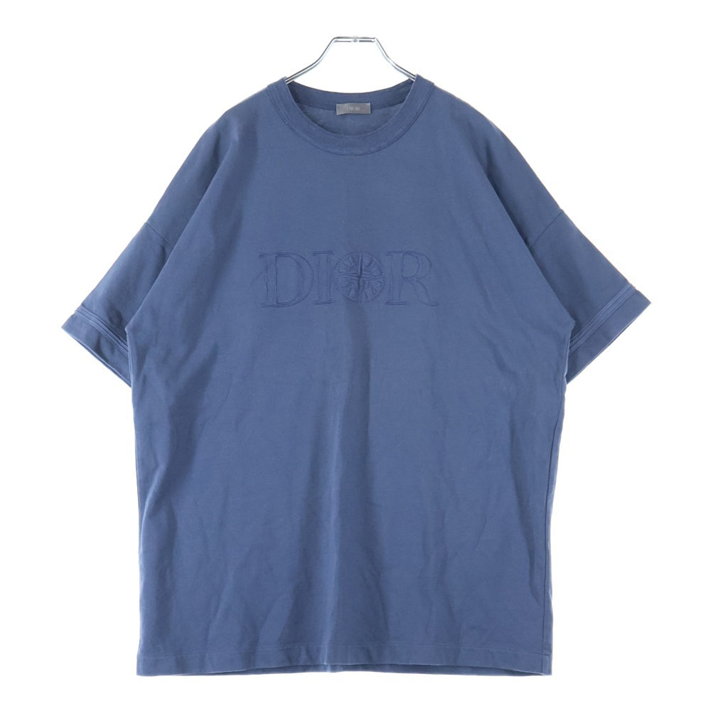 Christian Dior(クリスチャンディオール) 24AW ×STONE ISLAND ストーンアイランド ロゴ クルーネック 半袖Tシャツ カットソー ブルー 493J638A0554