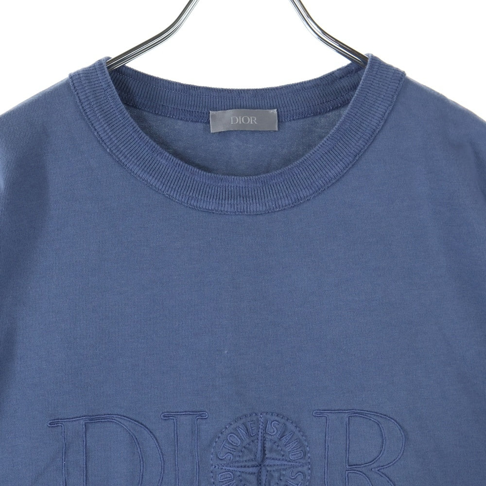 Christian Dior(クリスチャンディオール) 24AW ×STONE ISLAND ストーンアイランド ロゴ クルーネック 半袖Tシャツ カットソー ブルー 493J638A0554
