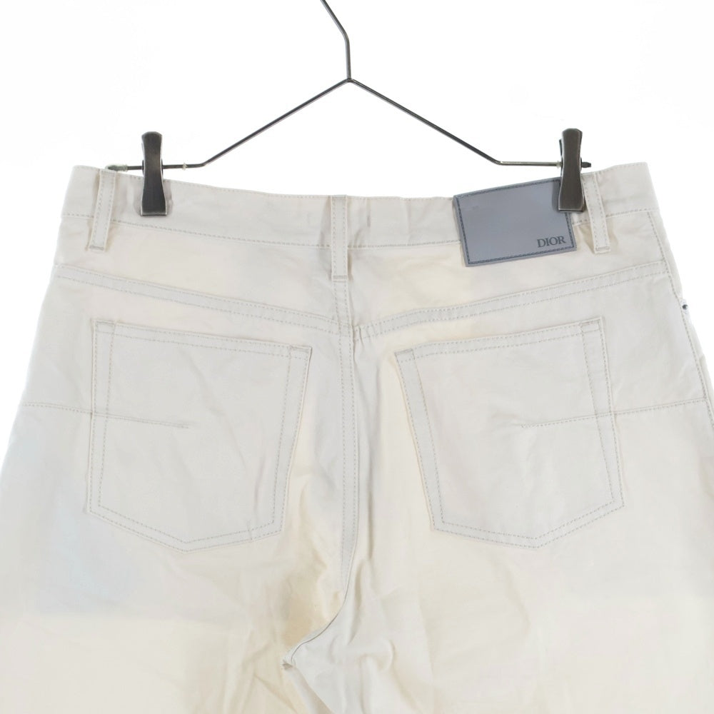 Christian Dior(クリスチャンディオール) CDハートロゴ刺繍 コットン ワイド ストレート ボタンフライ ハーフ ショートパンツ ショーツ ホワイト 313D008D384X