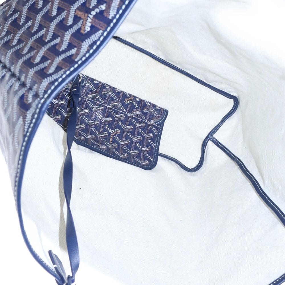 GOYARD(ゴヤール) サンルイMM PVCコーティングキャンバス レザー ハンド トートバッグ ネイビー