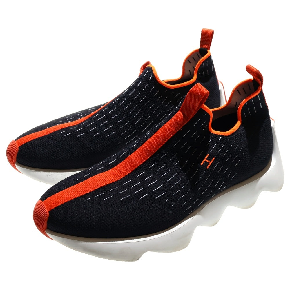 HERMES(エルメス) エクレール ニット スニーカー ソックススニーカー ブラック×オレンジ ファブリック 靴