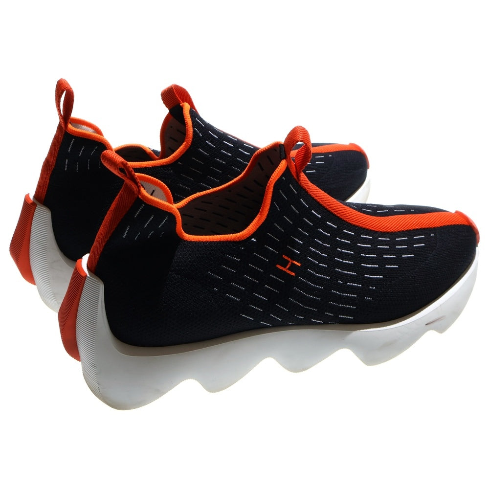 HERMES(エルメス) エクレール ニット スニーカー ソックススニーカー ブラック×オレンジ ファブリック 靴