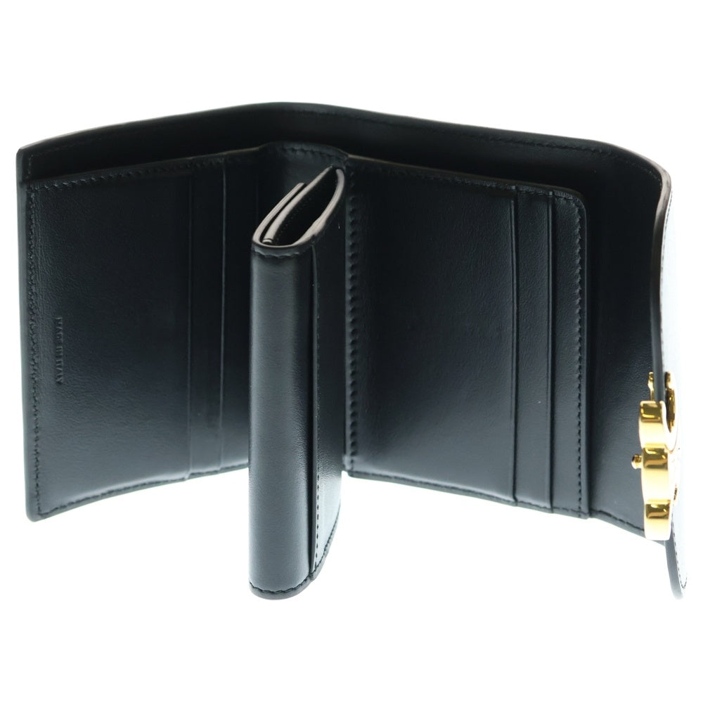 CELINE(セリーヌ) トリオンフ コンパクトウォレット 三つ折り財布 コインケース ブラック レザー ゴールド金具