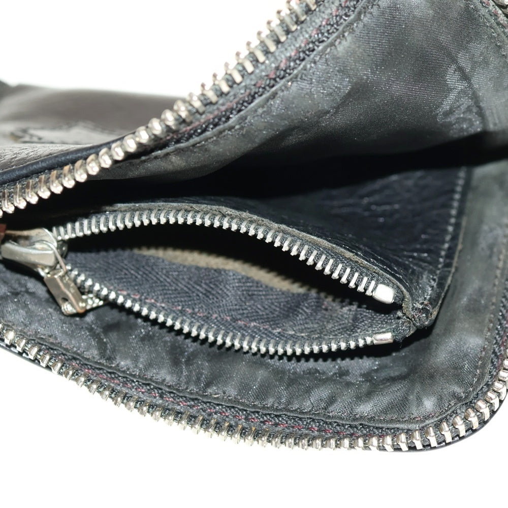 CHROME HEARTS(クロムハーツ) TINY ZIP タイニージップ クロスパッチ付き ダガージップ レザー コンパクトウォレット 財布 ブラック/シルバー