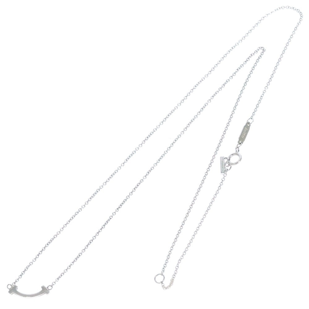 TIFFANY & Co.(ティファニー) Tスマイル ミニ チェーン ネックレス K18WG ホワイトゴールド