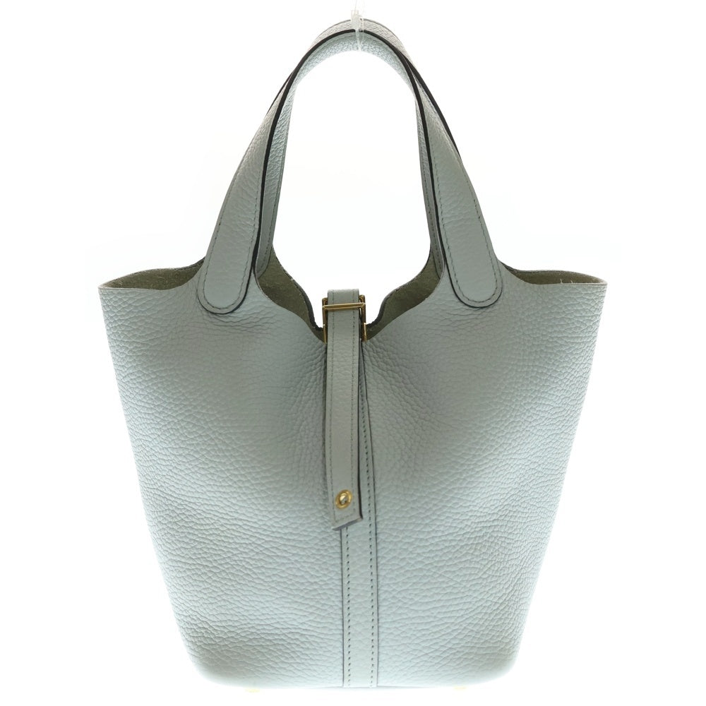 HERMES(エルメス) ピコタンロックPM ブルーブリュム トリヨンクレマンス レザーハンドバッグ グレー GD金具 Y刻印