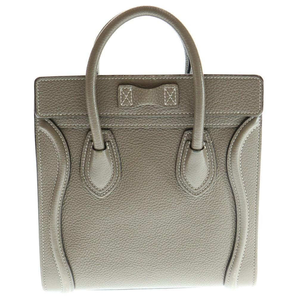 CELINE(セリーヌ) ラゲージ ナノショッパー 2WAYバッグ ショルダーバッグ ハンドバッグ ミニトートバッグ グレージュ シルバー金具