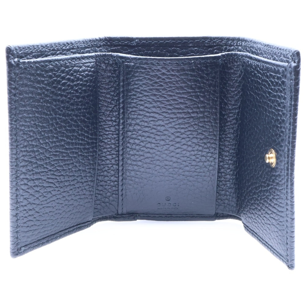 GUCCI(グッチ) GGマーモント コンパクトウォレット 三つ折り財布 コインケース ブラック レザー 644407 ゴールド金具
