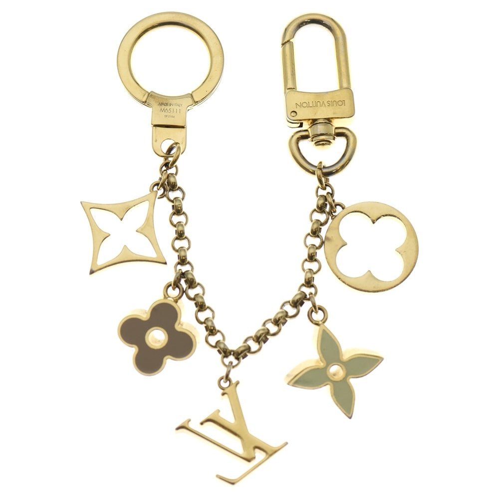 LOUIS VUITTON(ルイヴィトン) フルール・ドゥ・モノグラム バッグチャーム キーリング キーホルダー GP ゴールド金具 M65111