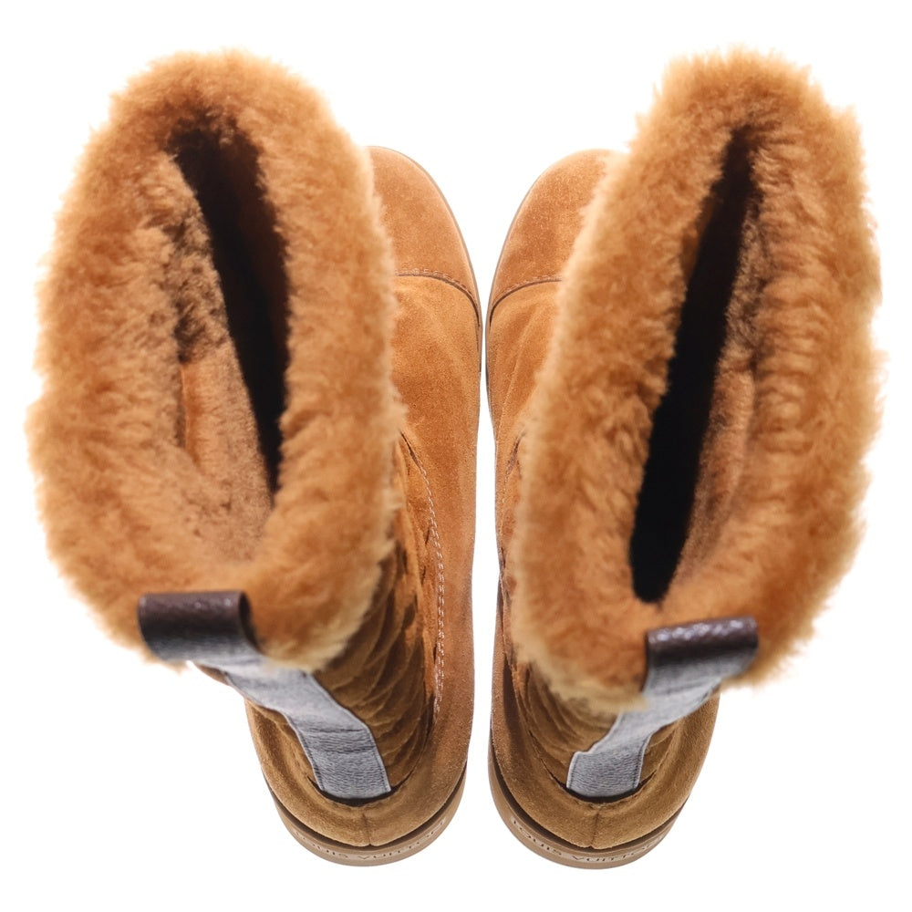 LOUIS VUITTON(ルイヴィトン) スエードレザー モノグラム キルティング ボアライニング ハイカット ショートブーツ ブラウン レディース