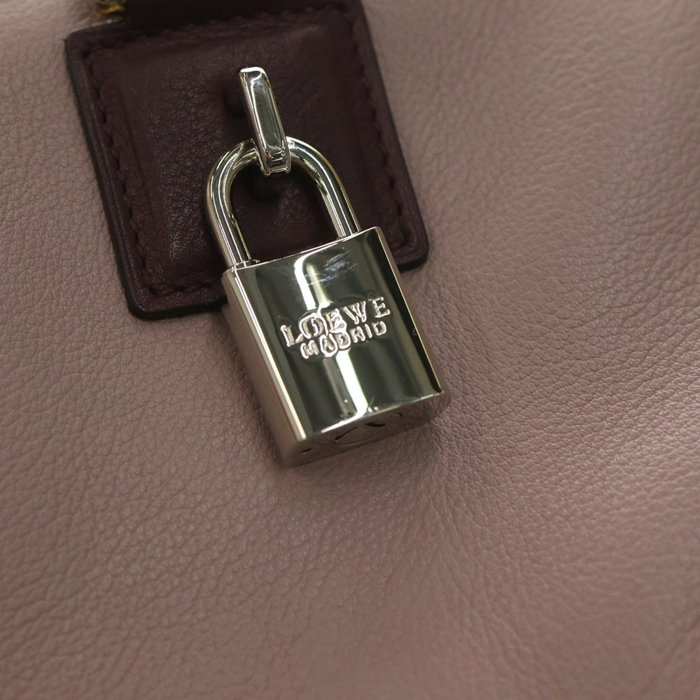 LOEWE(ロエベ) アナグラム アマソナ28 旧型 バイカラー ハンドバッグ ボストンバッグ ボルドー×ピンク×ブラウン レザー シルバー金具