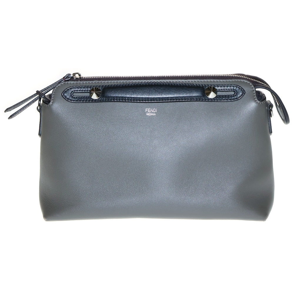 FENDI(フェンディ) バイザウェイ ミディアム ポーチ ハンドバッグ ブラウン×ブラック レザー シルバー金具 8BL124