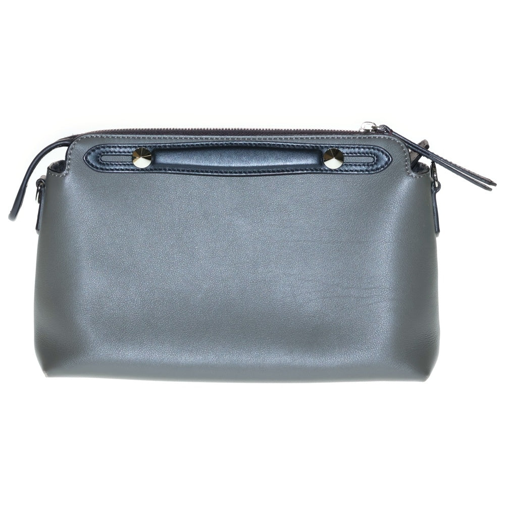 FENDI(フェンディ) バイザウェイ ミディアム ポーチ ハンドバッグ ブラウン×ブラック レザー シルバー金具 8BL124