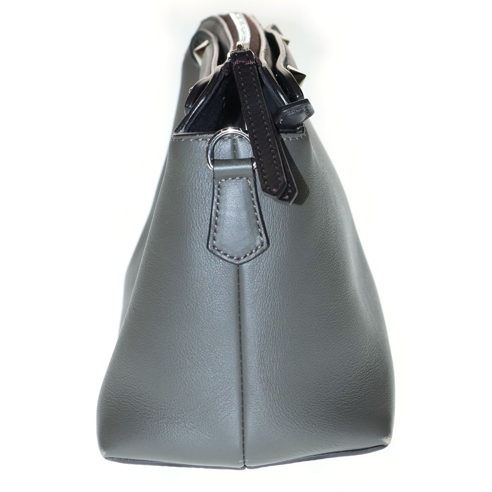 FENDI(フェンディ) バイザウェイ ミディアム ポーチ ハンドバッグ ブラウン×ブラック レザー シルバー金具 8BL124