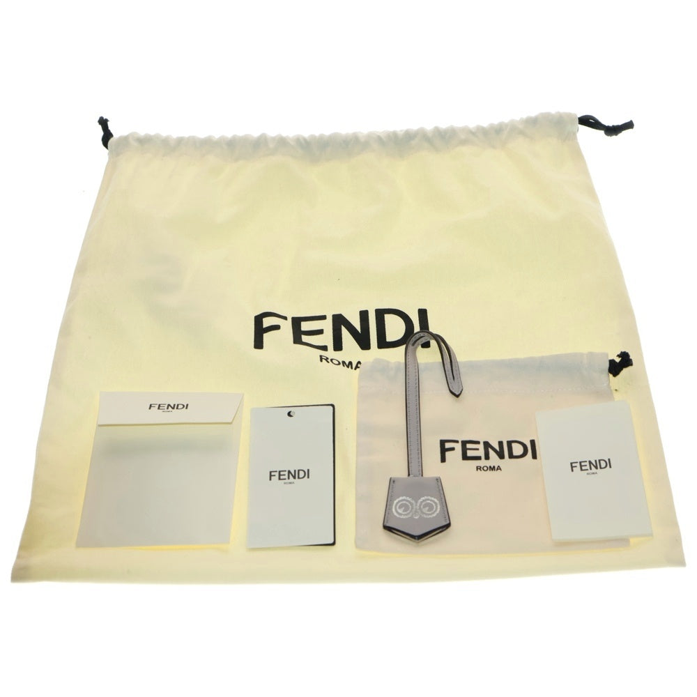 FENDI(フェンディ) バイザウェイ ミディアム ポーチ ハンドバッグ ブラウン×ブラック レザー シルバー金具 8BL124
