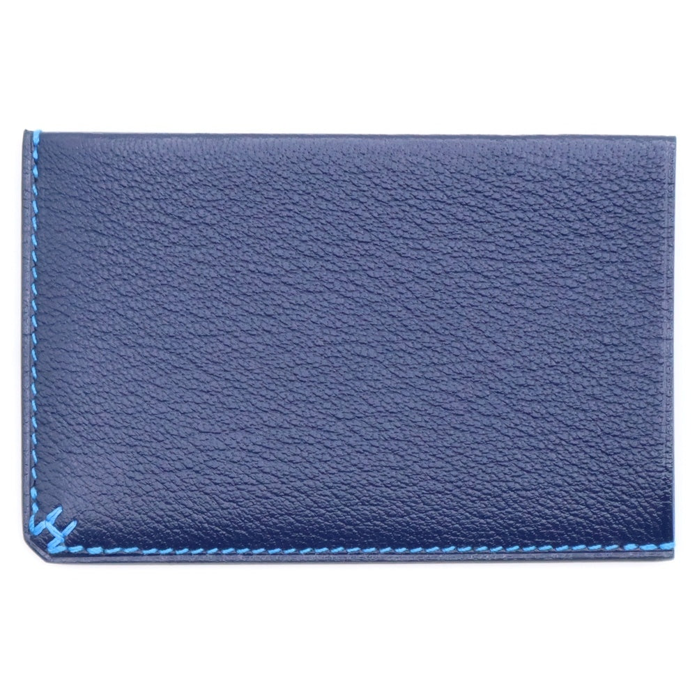 HERMES(エルメス) Hセリエ アッシュ シェブルミゾル エプソン レザー ブルーイドラ カードケース 名刺入れ ネイビー/ブルー B刻印