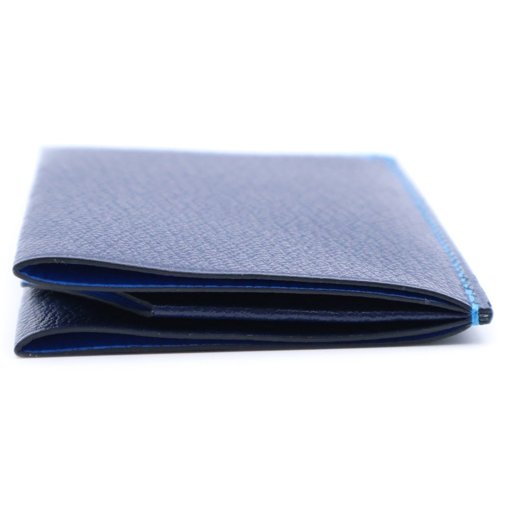HERMES(エルメス) Hセリエ アッシュ シェブルミゾル エプソン レザー ブルーイドラ カードケース 名刺入れ ネイビー/ブルー B刻印