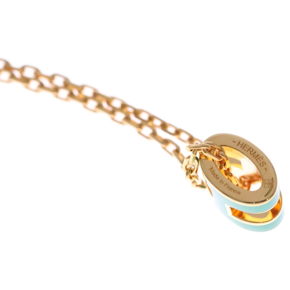 HERMES(エルメス) ミニ ポップアッシュ Hロゴ ペンダント チェーン ネックレス ゴールド/グリーン