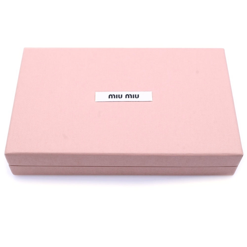 miumiu(ミュウミュウ) ロゴプレート クロコ型押し パテントレザー ロングウォレット 二つ折り財布 ゴールド金具 オレンジ