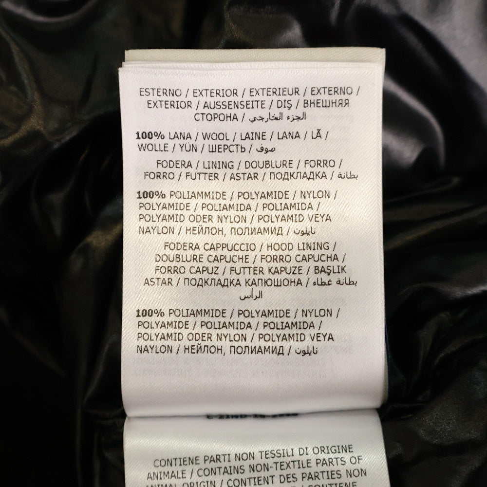 MONCLER(モンクレール) 18AW VALBERG ヴァルヴェール ワッペンロゴ 刺繍 ウール切り替え フーデッド ジップアップ ダウン ロング ジャケット コート ブラック D20914235485 57533