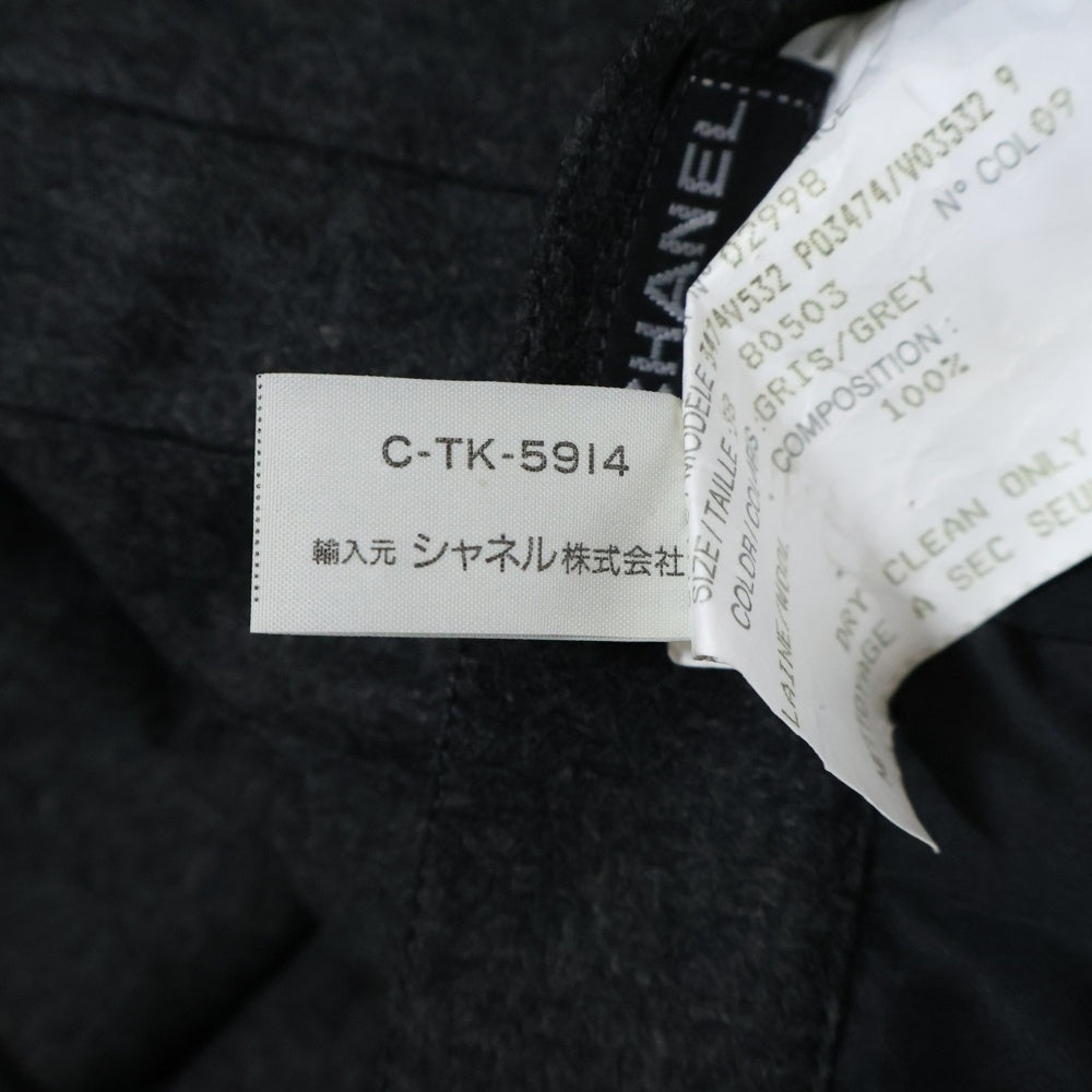 CHANEL(シャネル) ココマークボタン ウール プリーツ ミニスカート グレー レディース P03474V03532